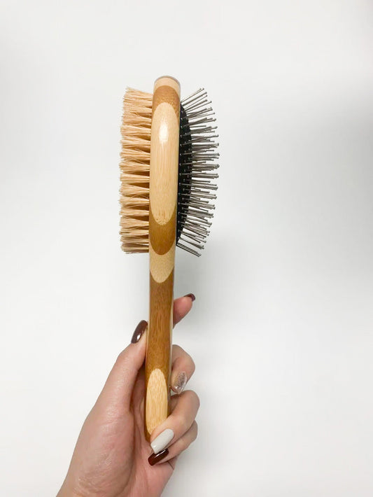 Bamboo Pet Brush with Sisal and Steel Bristles – Eco-Friendly Grooming